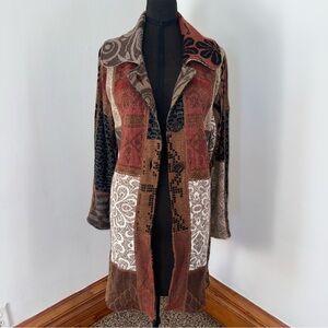 Simply natural Alpaca blend patchwork cardigan with button front and collar Sz M